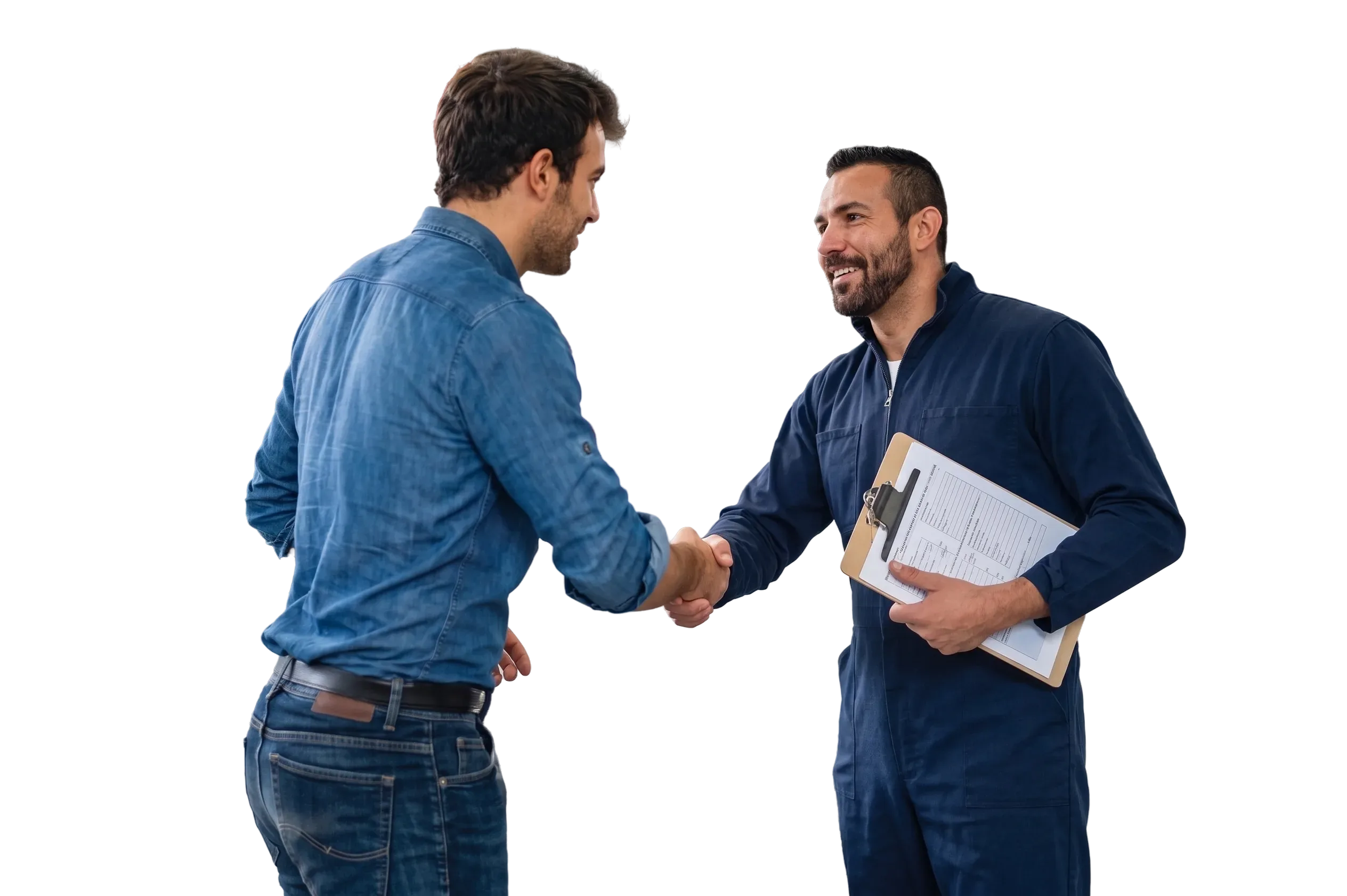 Customer welcoming a Car Clinc mechanic partner