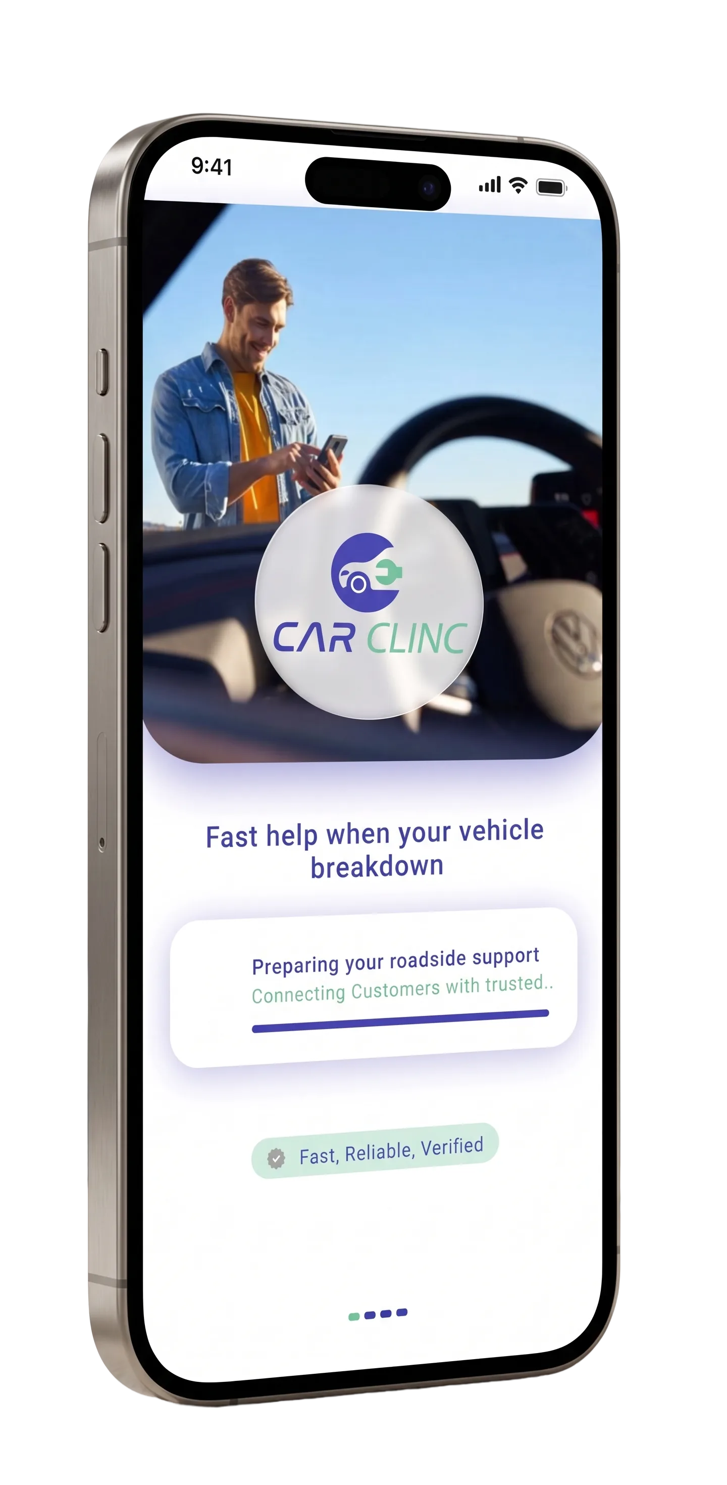 Car Clinc app on a mobile phone