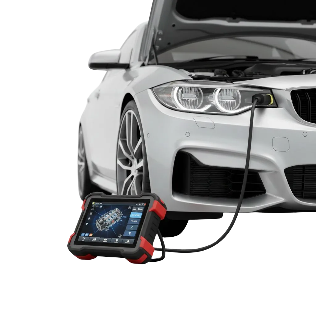 Car connected to a diagnostic scan tool